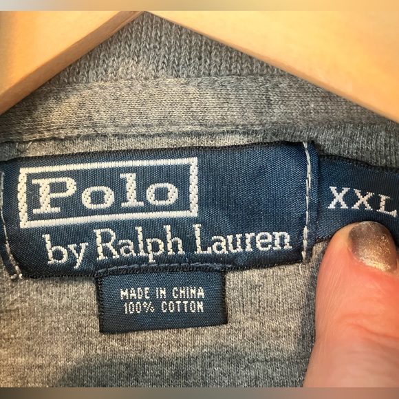 Polo by Ralph Lauren Gray 100% Cotton Quarter Zip Turtleneck Sweater Shirt XXL - Picture 4 of 5